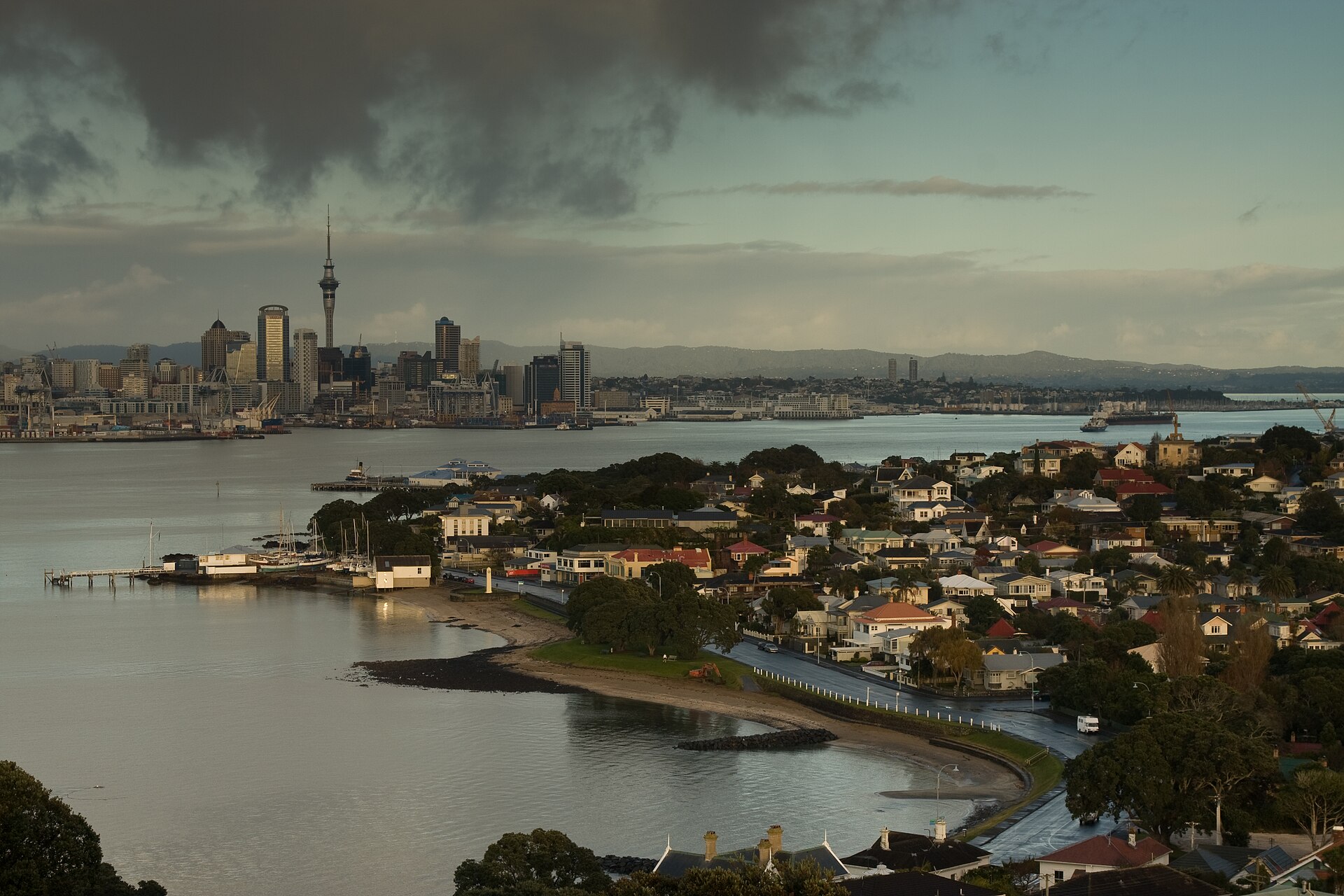 Auckland skyline and Devonport waterfront