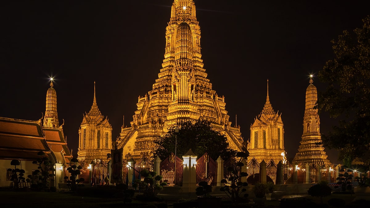 Wat Arun rising above the Chao Phraya in Bangkok