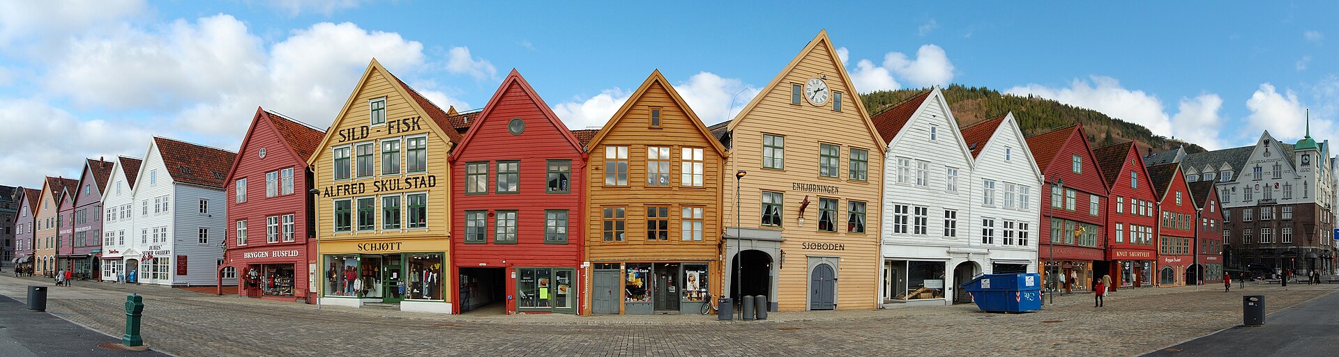 Colorful Bryggen waterfront buildings in Bergen