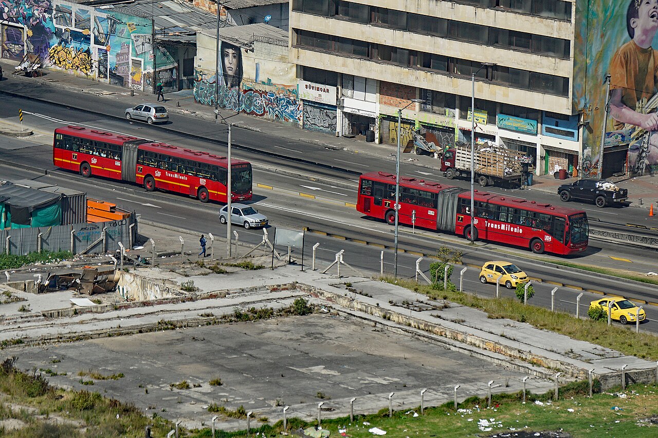 Articulated TransMilenio buses in Bogota