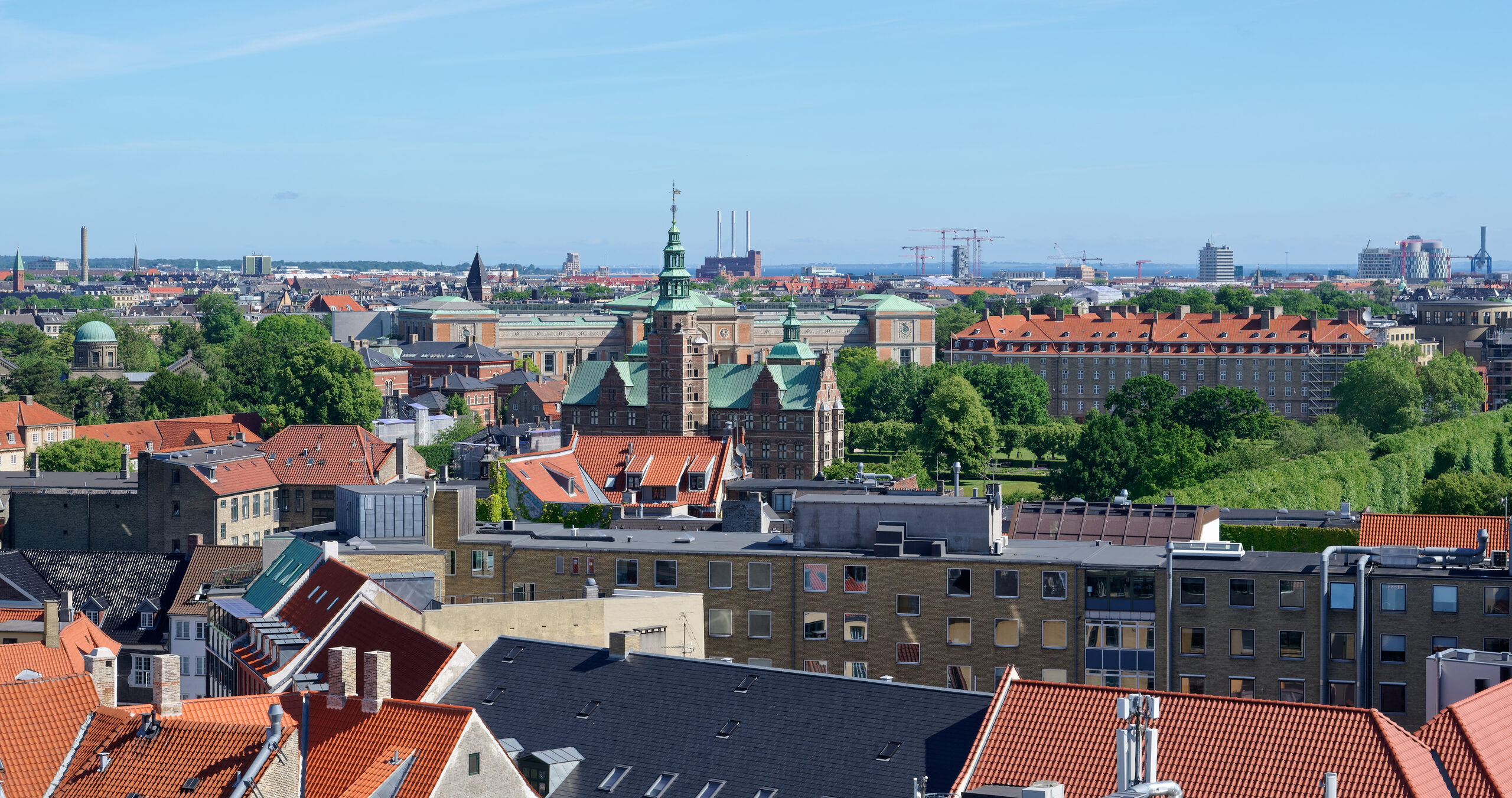Copenhagen skyline from Rundetarn with Rosenborg Castle in the middle
