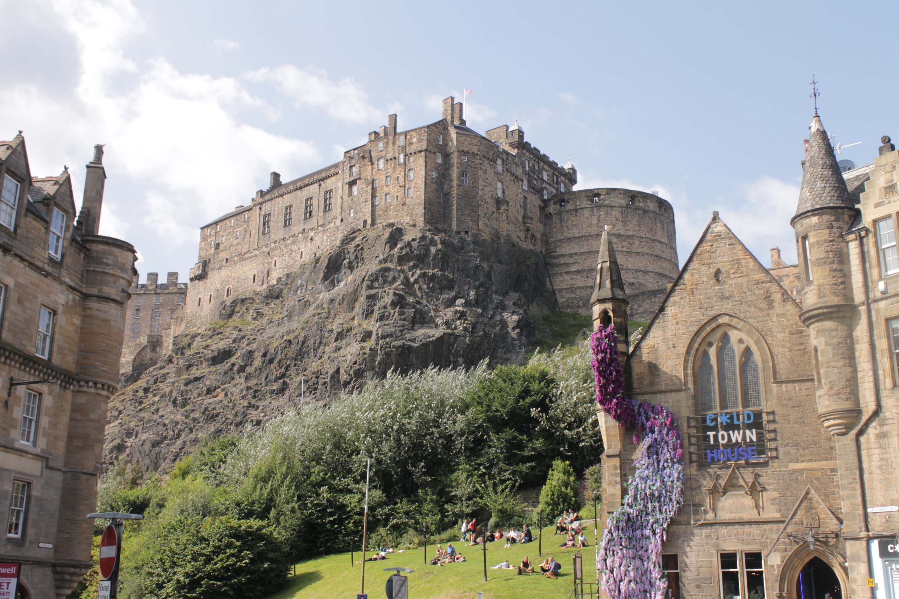 Edinburgh Castle rising above the Grassmarket