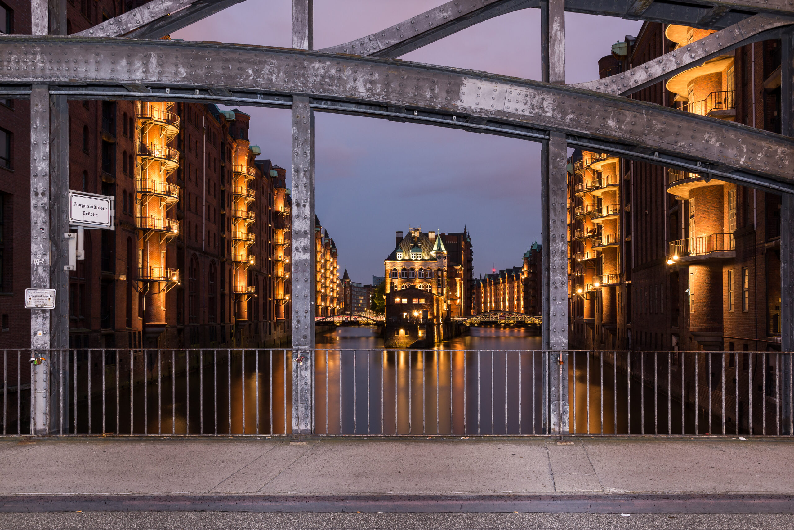 Wasserschloss in Hamburg Speicherstadt at dusk