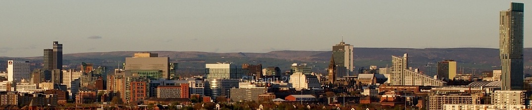 Manchester skyline viewed from Salford Quays