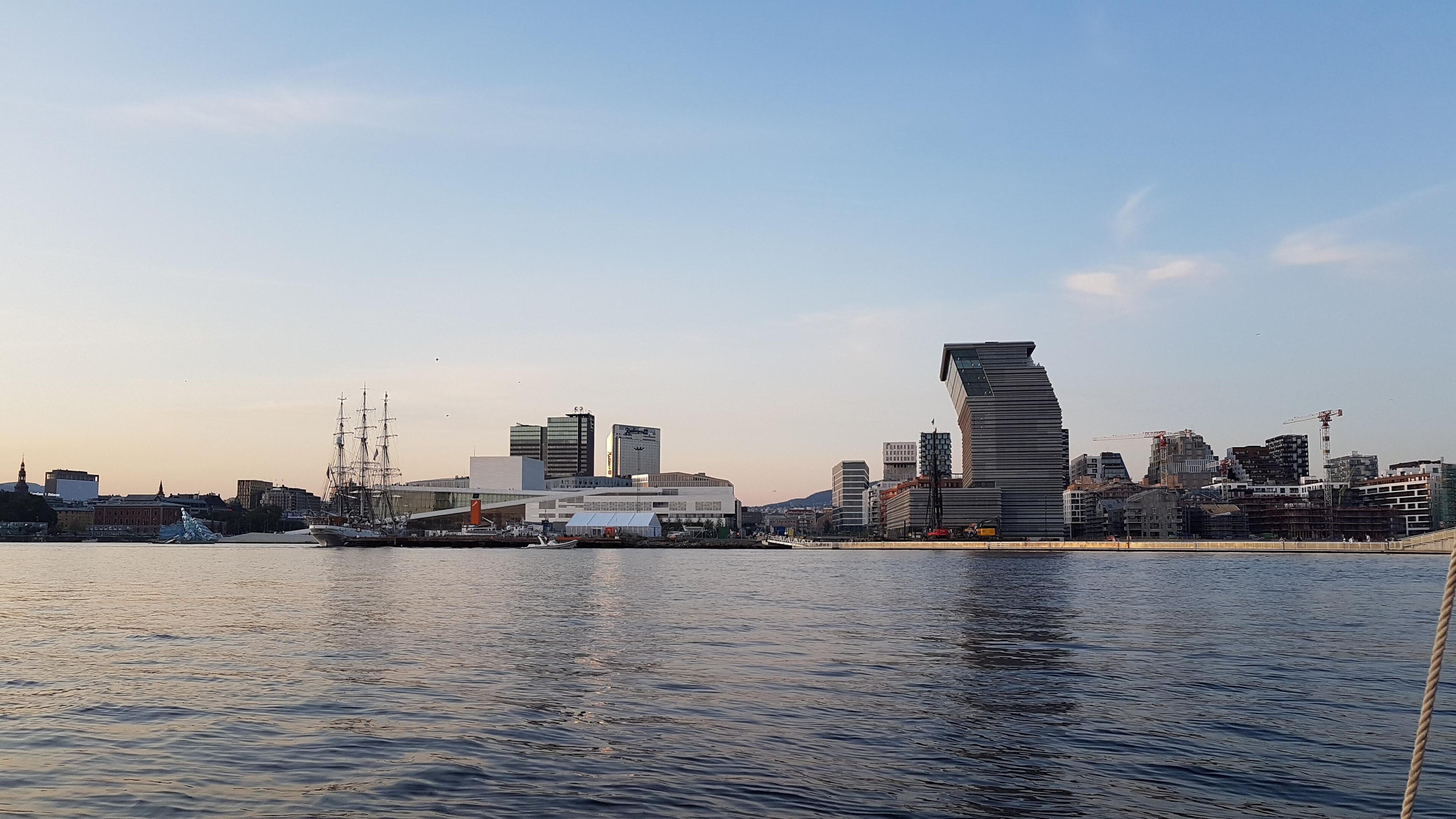 Modern Oslo waterfront with the Opera House and Bjørvika skyline