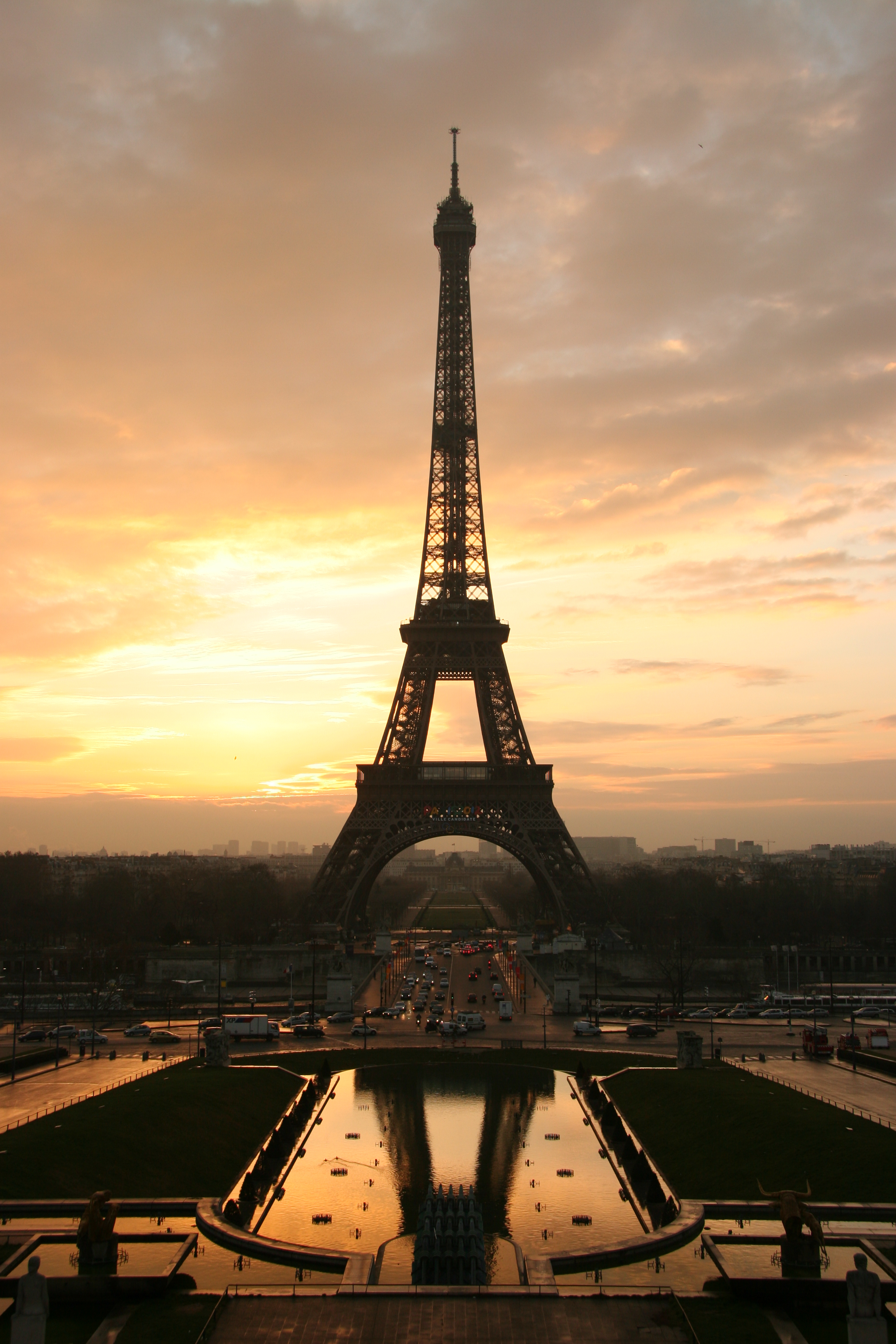 Eiffel Tower at sunrise seen from the Trocadero in Paris
