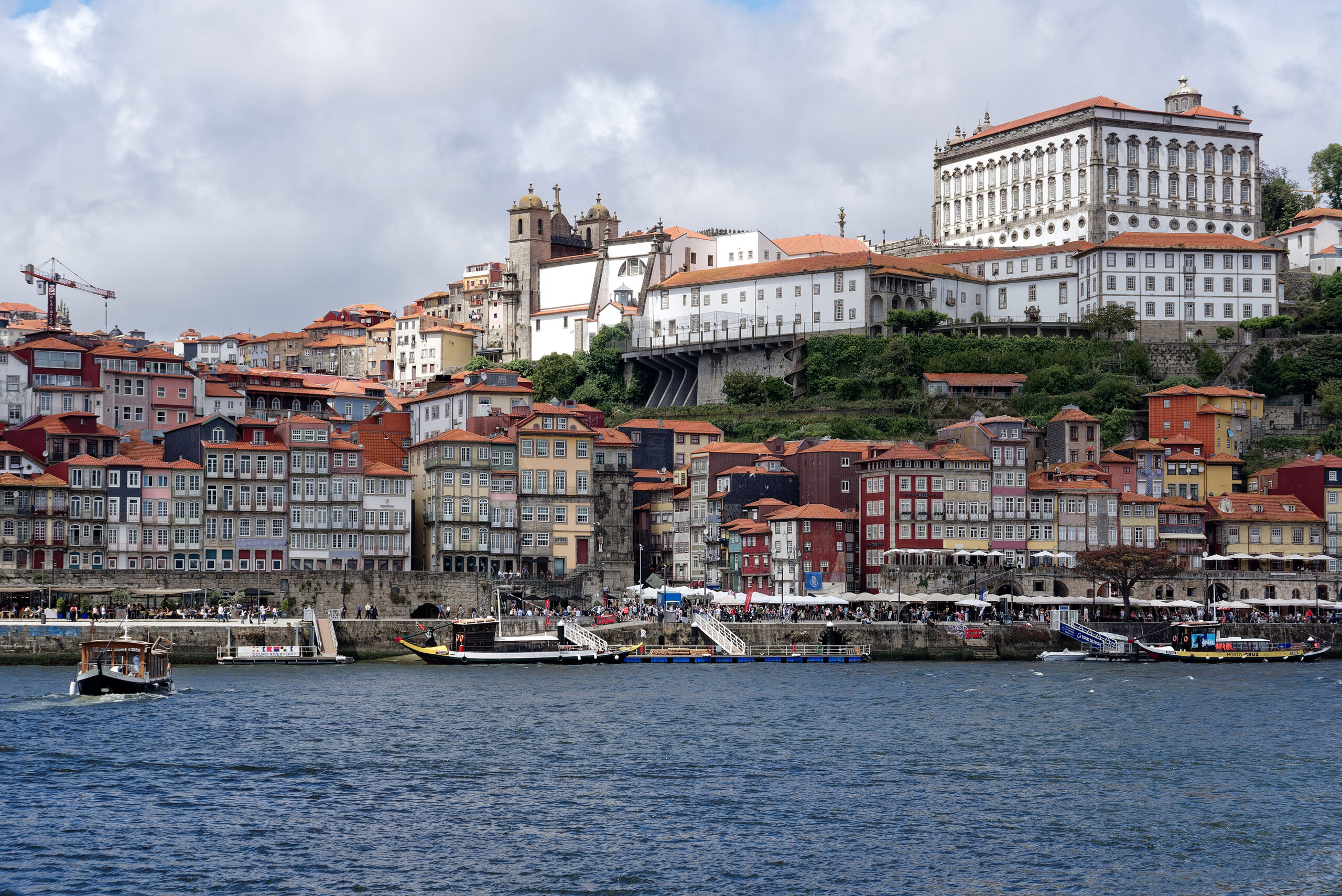 Porto old town and Porto Cathedral seen from Cais de Gaia