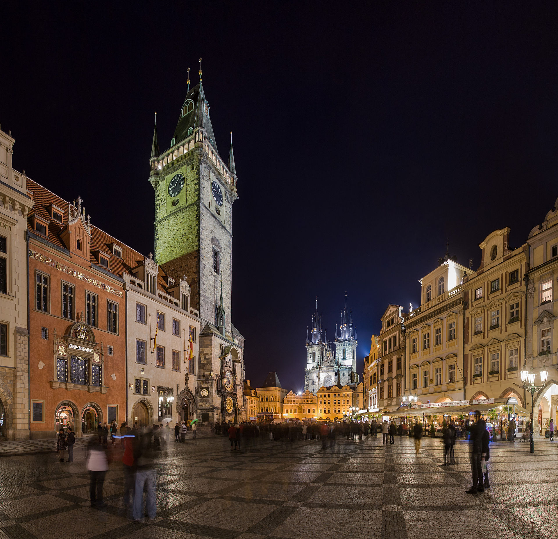 Prague Old Town Square with historic buildings and the church towers