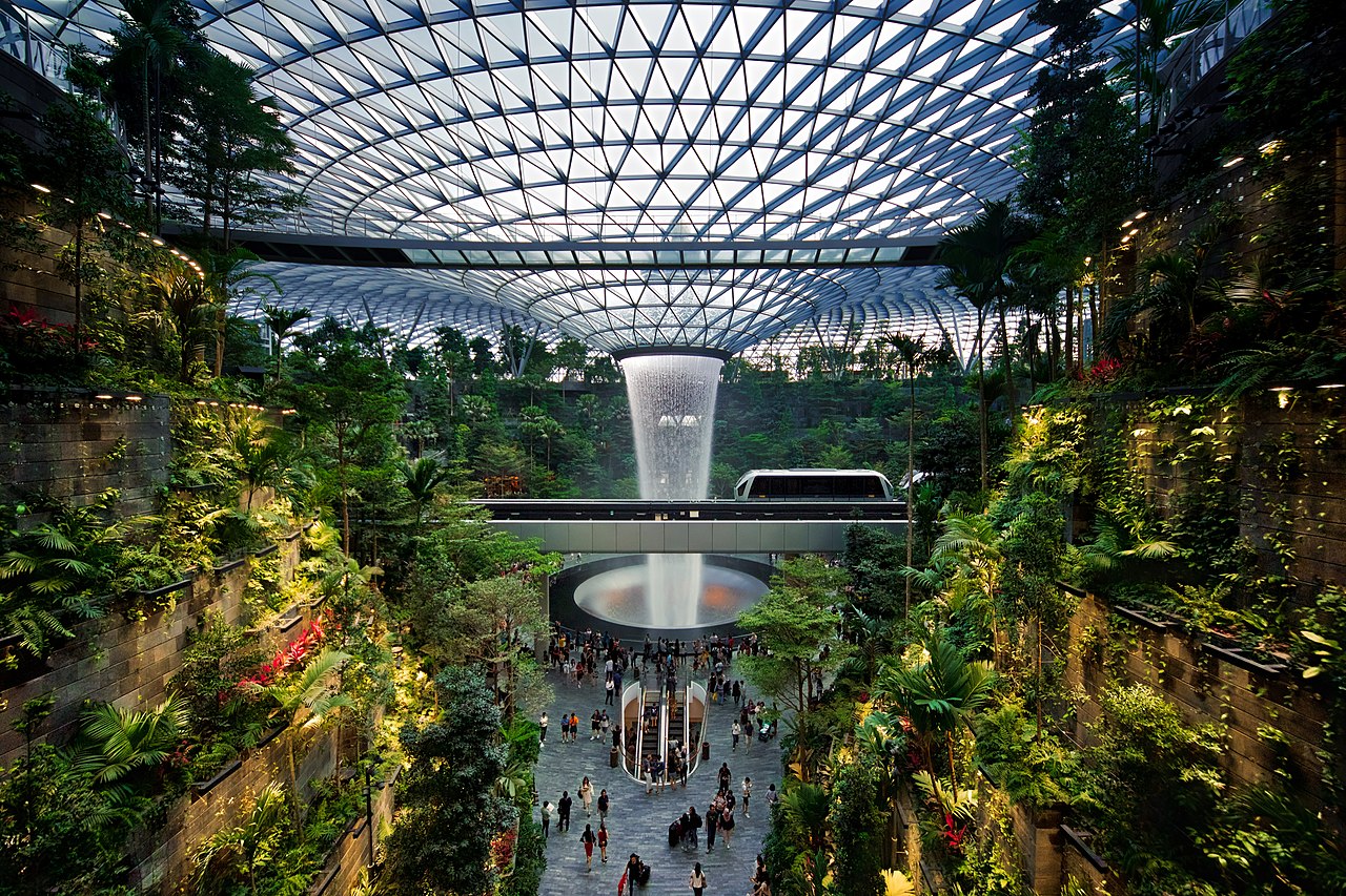 Rain Vortex inside Jewel Changi Airport in Singapore