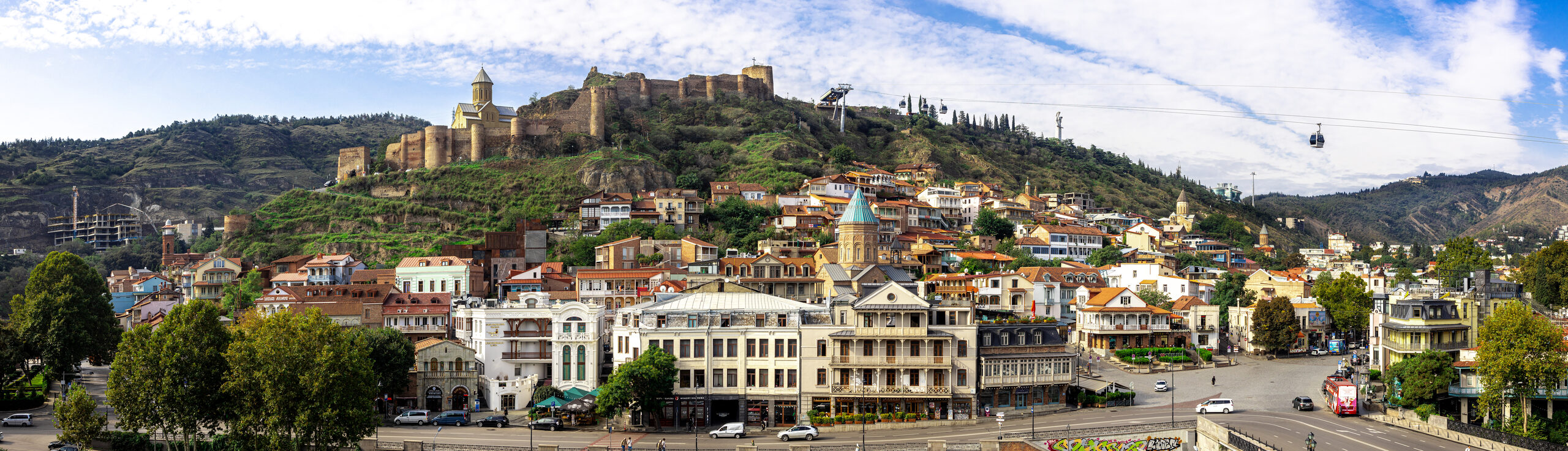 Old Tbilisi panorama with Narikala Fortress and hillside houses