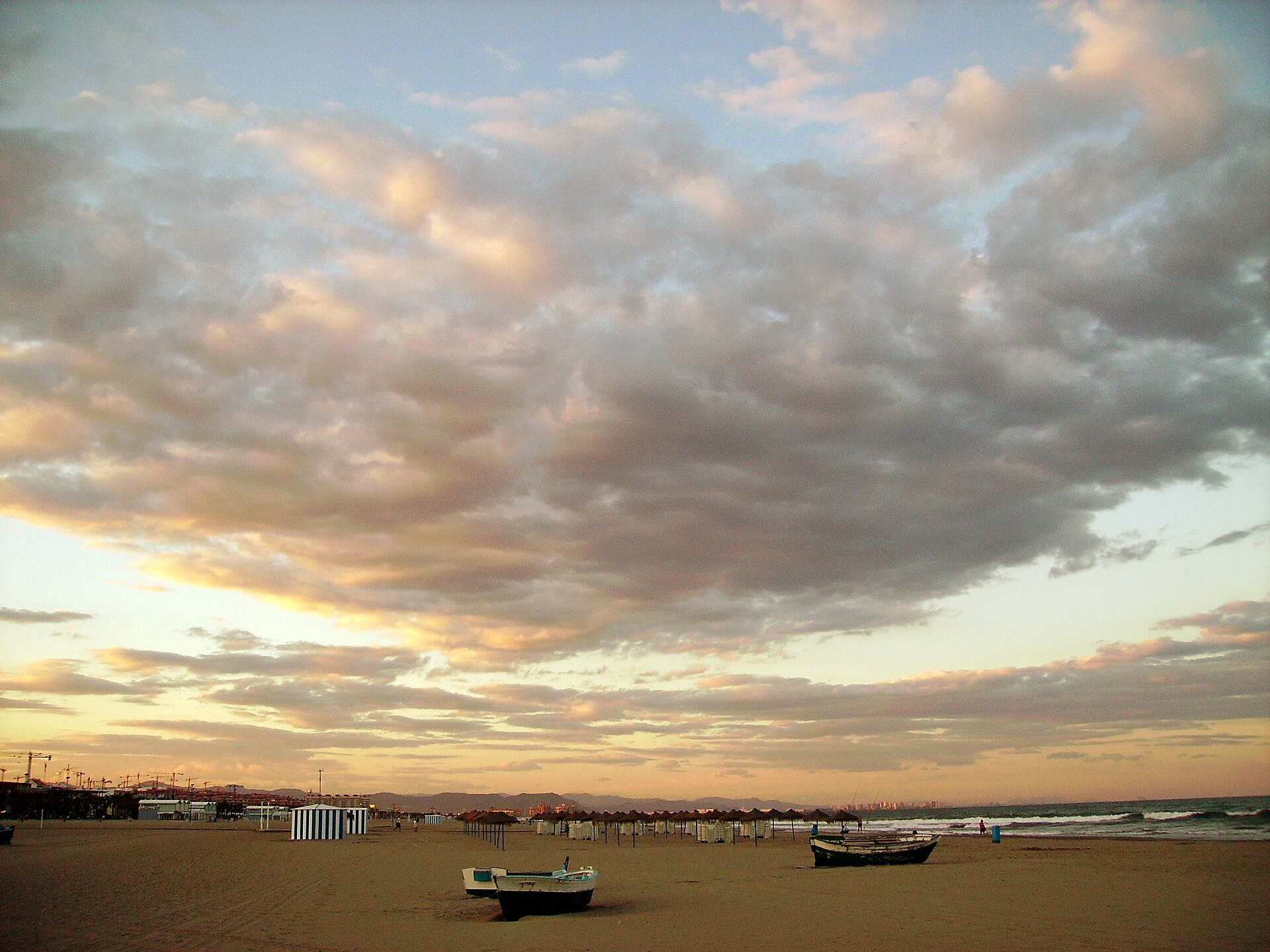 Malvarrosa Beach at sunset in Valencia