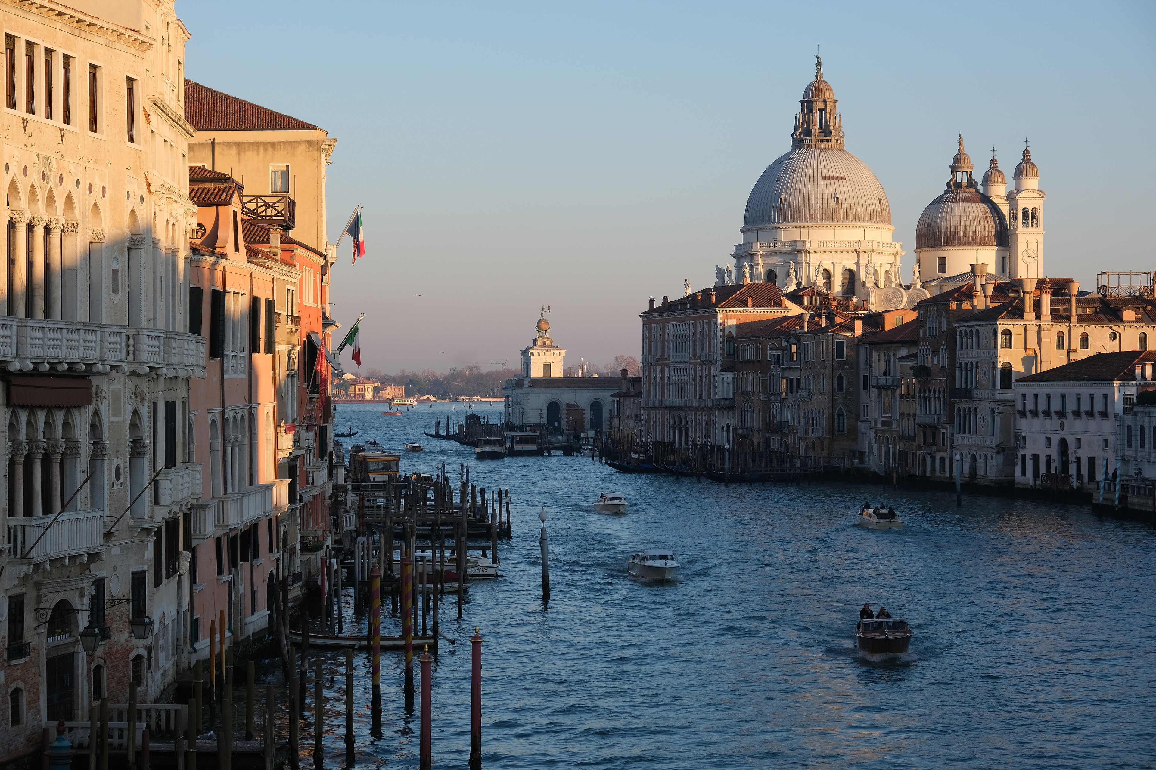 Grand Canal in Venice with Santa Maria della Salute viewed from Ponte dell'Accademia