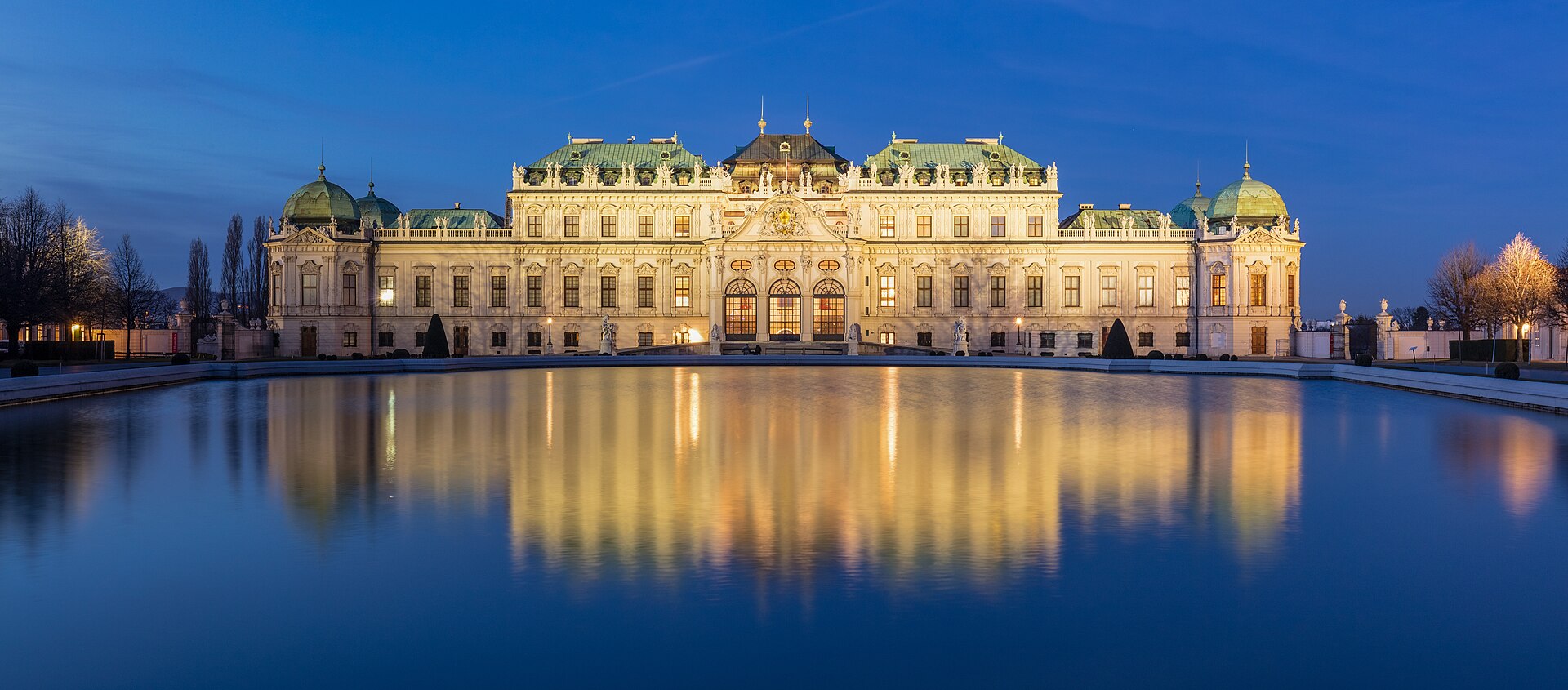 Upper Belvedere reflected in the basin in Vienna