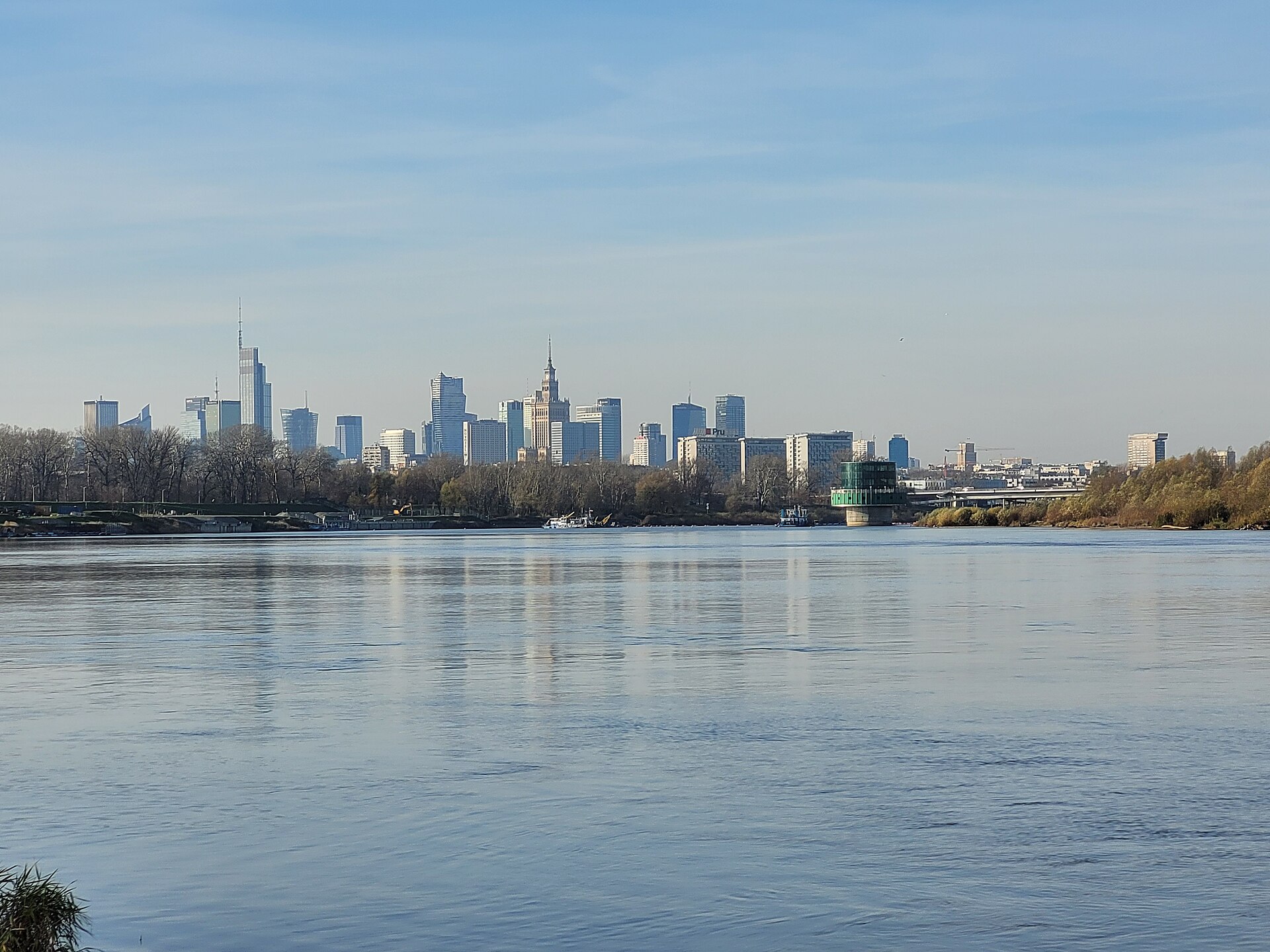 Warsaw skyline seen across the Vistula from the south