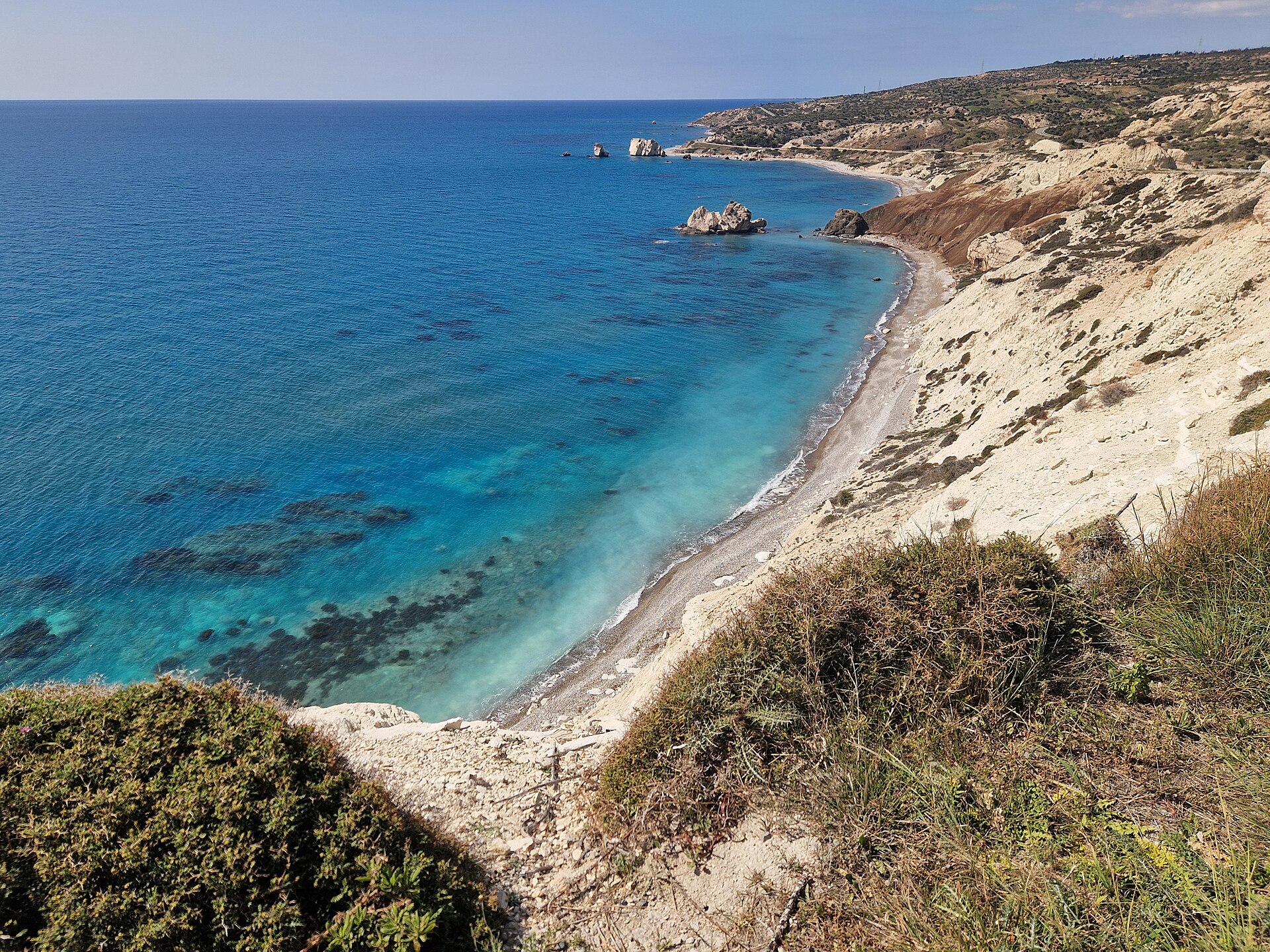 Aphrodite's Rock and the Cyprus coastline near Paphos