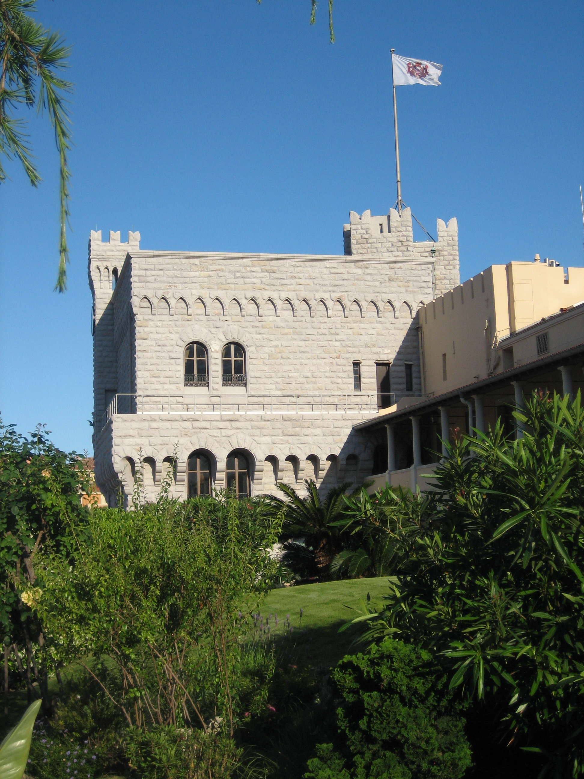 View over the Prince's Palace and Monaco from the palace gardens