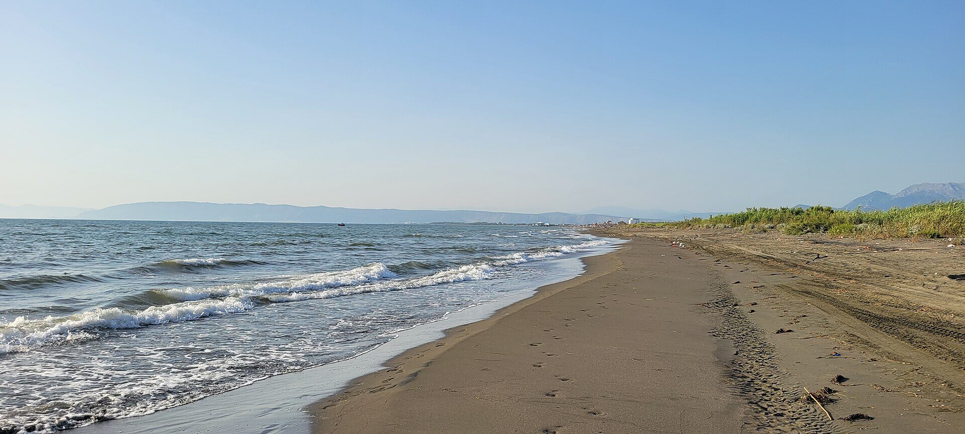 Long sandy shoreline at Tale Beach in northern Albania