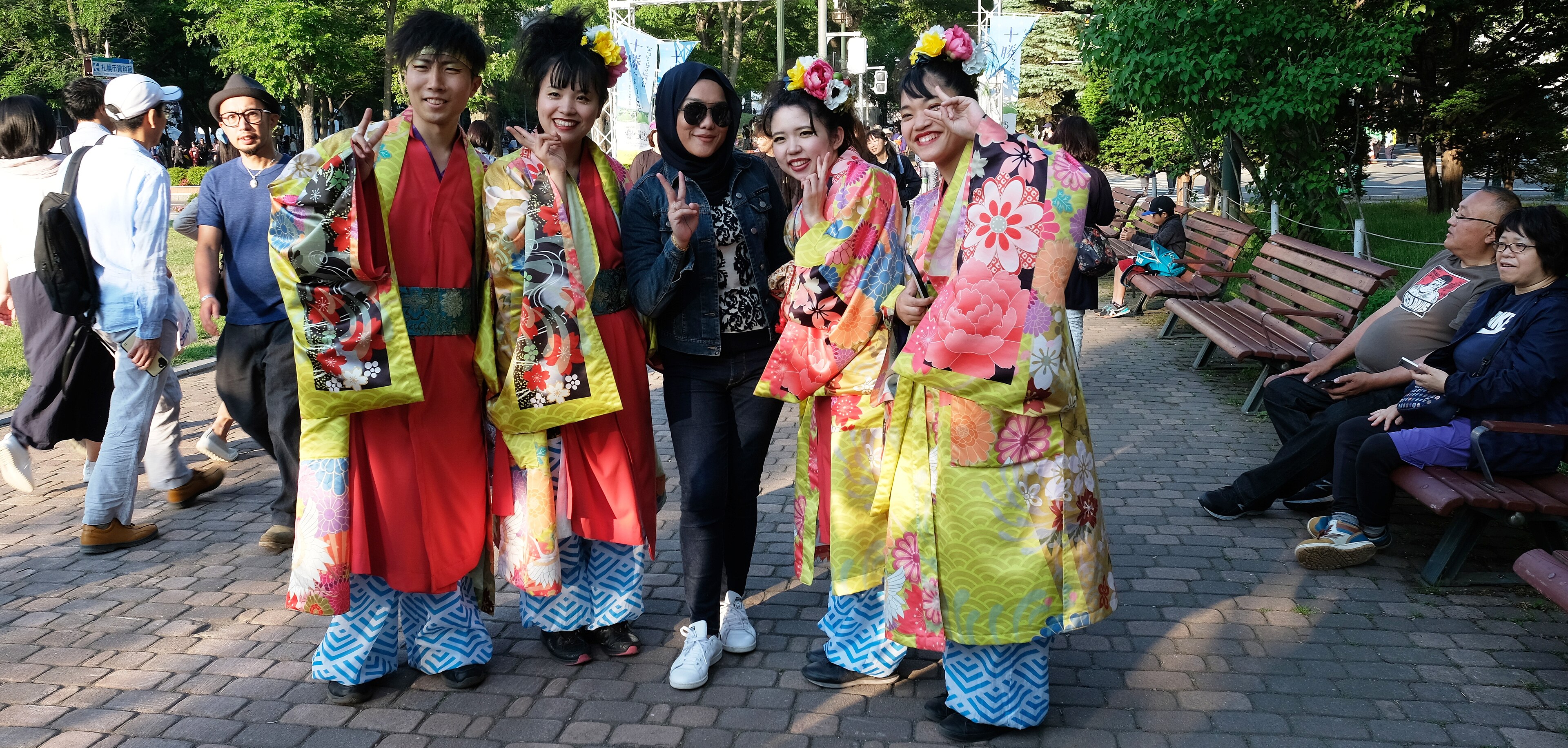 Yosakoi Soran performers in Odori Park in Sapporo