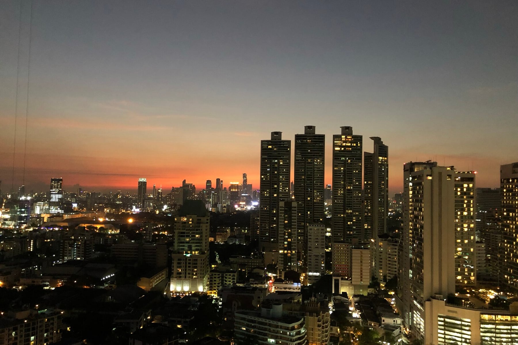 Sukhumvit skyline in Bangkok at dusk