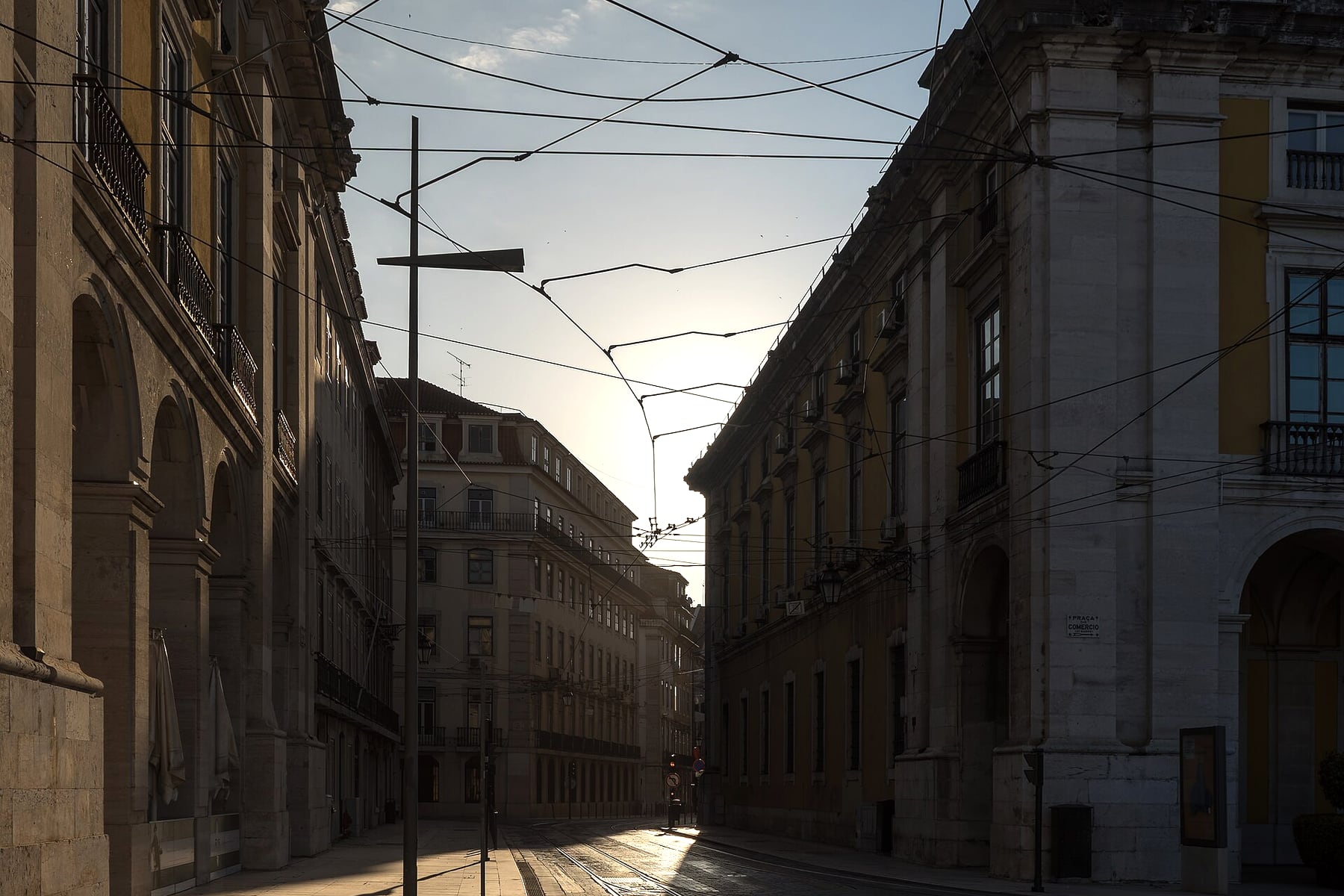 Tram tracks in Lisbon's Baixa district