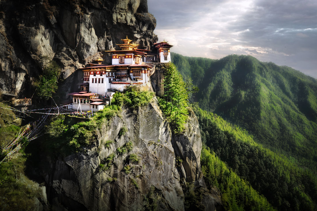 Tiger's Nest monastery clinging to a cliff above Paro Valley