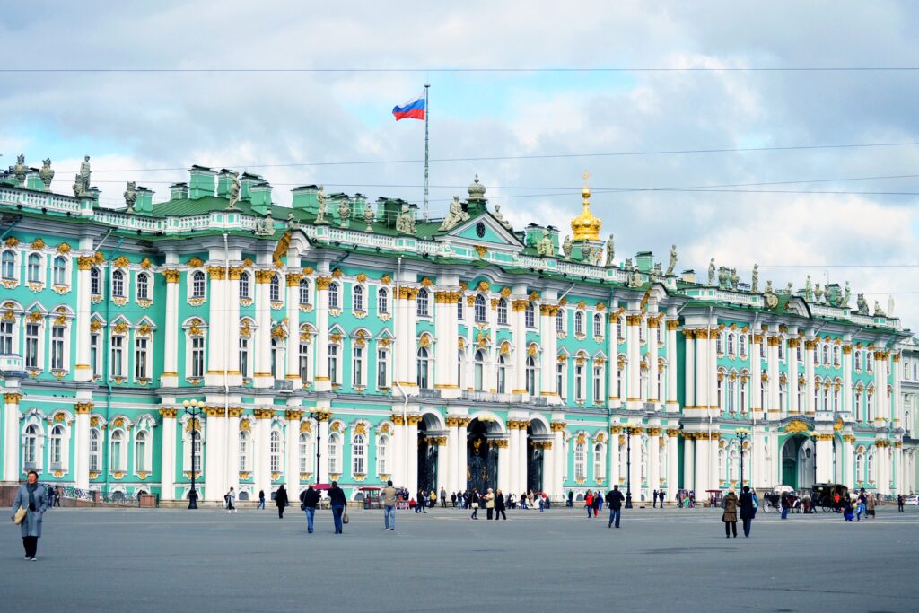 Canal and historic facades in Saint Petersburg