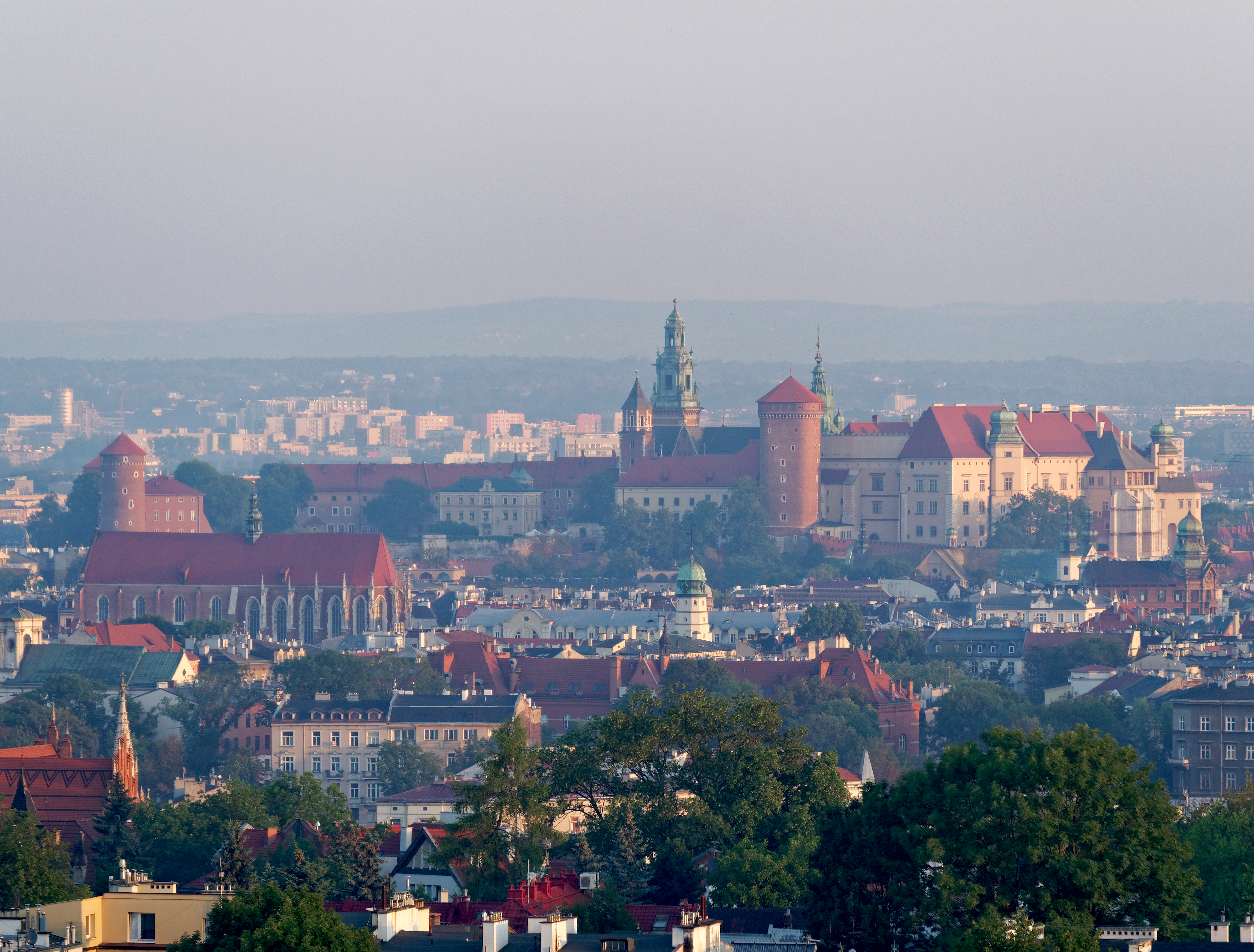 Wawel Castle and Krakow seen from an early-morning viewpoint