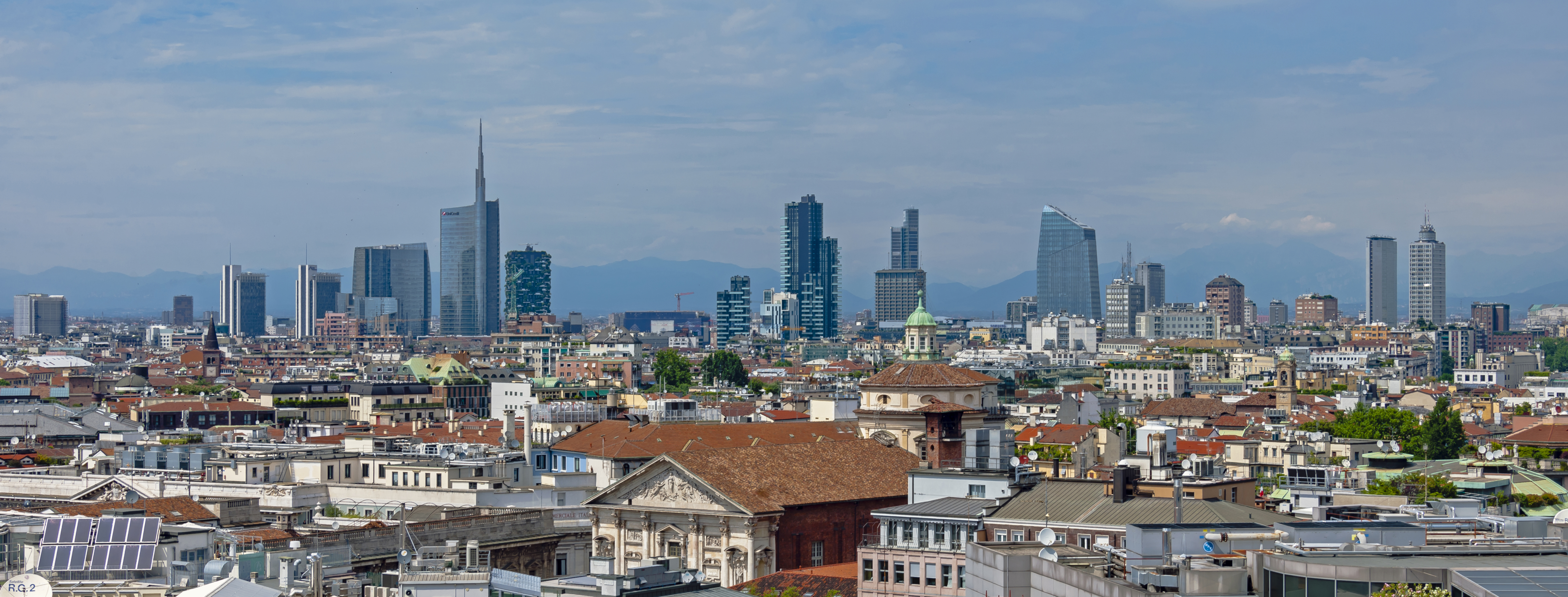 Milan skyline viewed from the Duomo roof